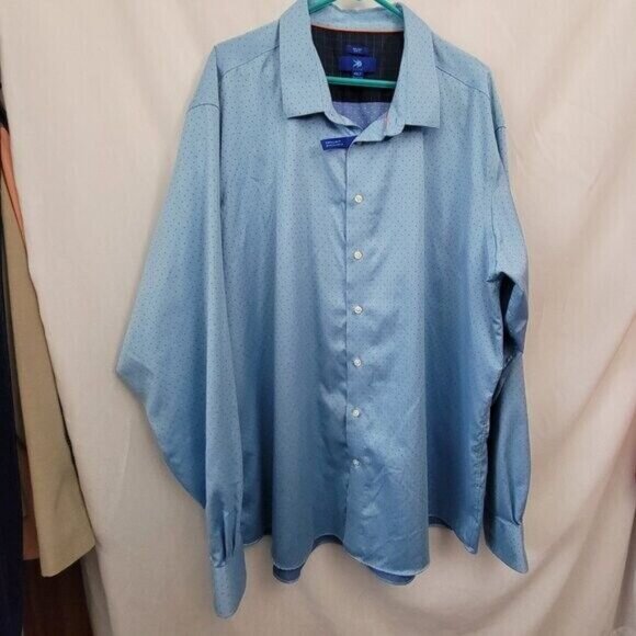 Egara Big Tall 4XLT Men's Dress Shirt  Blue Long Sleeve Stretch Slim Fit No Iron - Picture 1 of 11